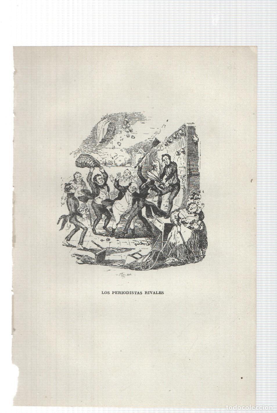 Postkarten: Lamina numero 16: Los periodistas rivales (ilustracion de Seymour y Phiz, obra Club Pickwick) -
