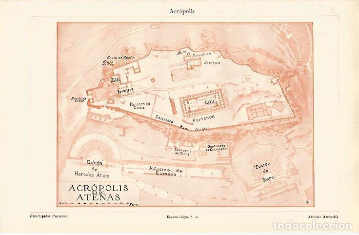 Postkarten: LAMINA ESPASA 31364: Plano de la Acropolis de Atenas - Varios