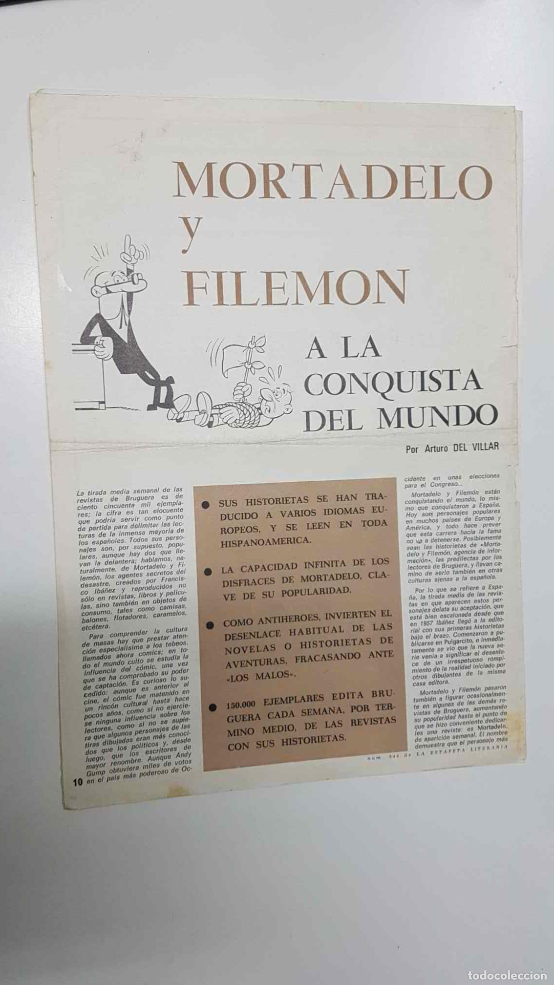 Postkarten: Articulo: Mortadelo y Filemon a la conquista del mundo por Arturo del Villar. Extraido del num 544 d