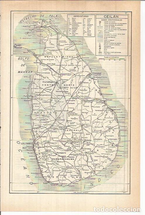 Postkarten: LAMINA ESPASA 38046: Mapa de Ceilan, actual Sri Lanka - Varios