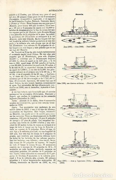 Postales: LAMINA ESPASA 31358: Acorazados de Suecia - Varios