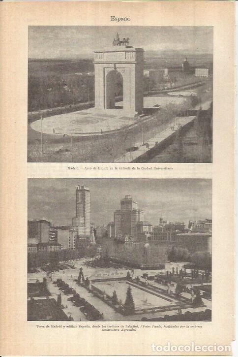 Postkarten: LAMINA ESPASA 38117: Arco de Triunfo y Torre de Madrid - Varios