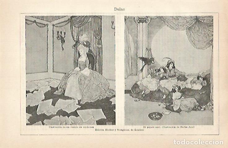 Cartoline: LAMINA ESPASA 31569: Ilustracion de un cuento de Andersen y El Pajaro Azul por Barba Azul - Varios