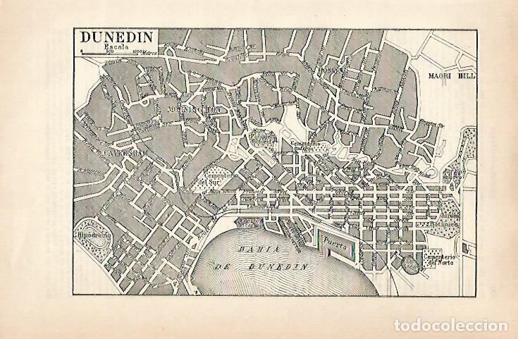 Cartes Postales: LAMINA ESPASA 31581: Plano de Dunedin Nueva Zelanda - Varios