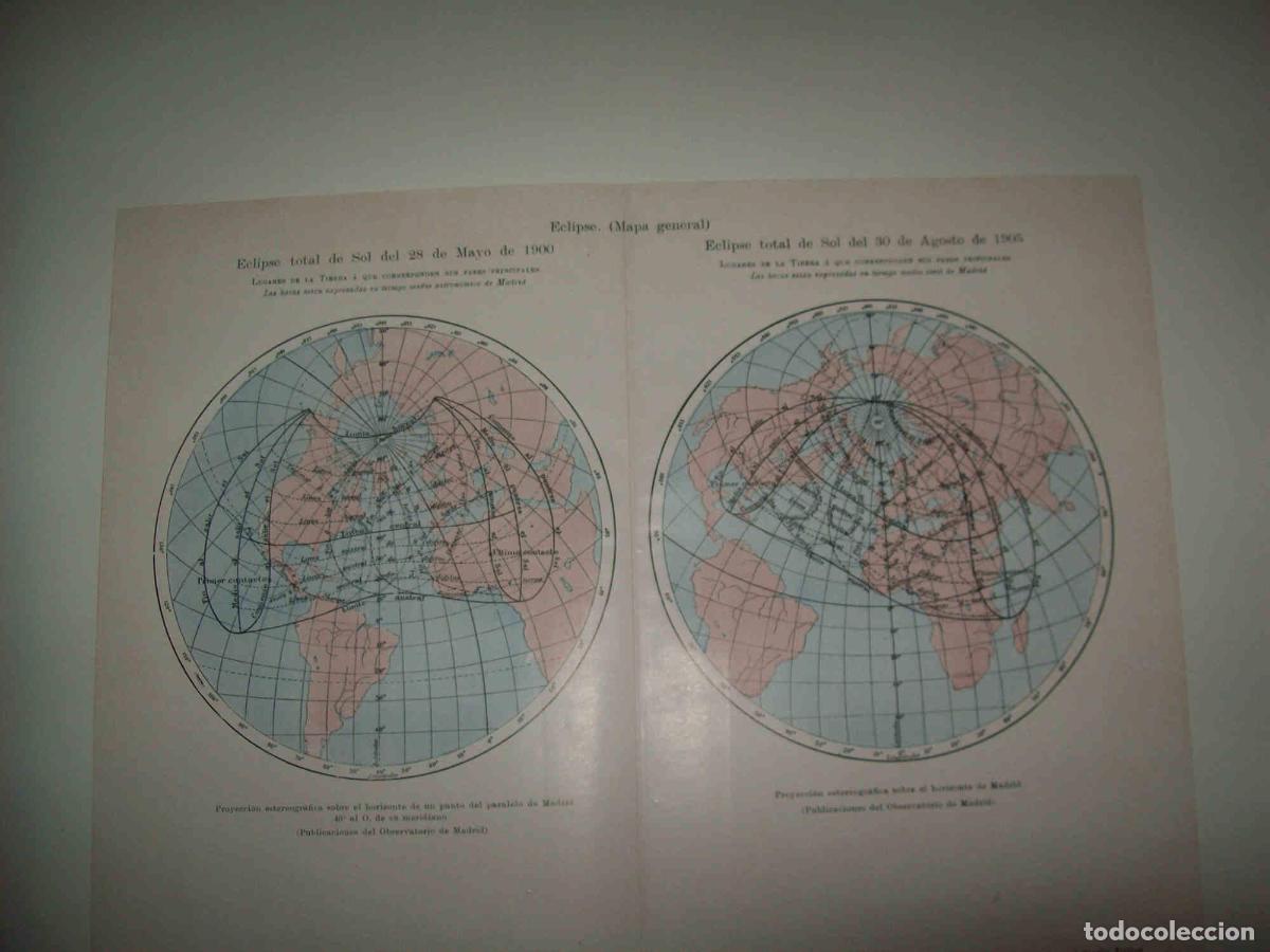 Postcards: LAMINA ESPASA 31645: Mapa de los eclipses de 1900 y de 1905 - Varios
