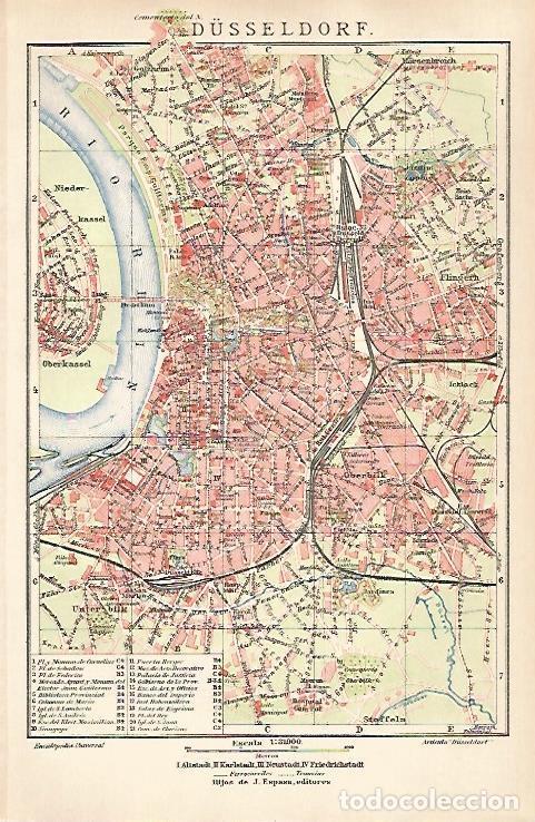 Cartoline: LAMINA ESPASA 31612: Plano de Dusseldorf Alemania - Varios