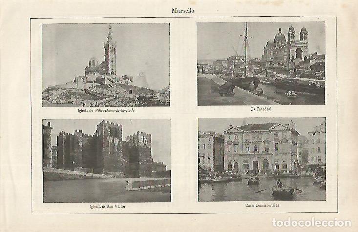 Cartoline: LAMINA ESPASA 31710: Iglesia Catedral y Ayuntamiento de Marsella - Varios