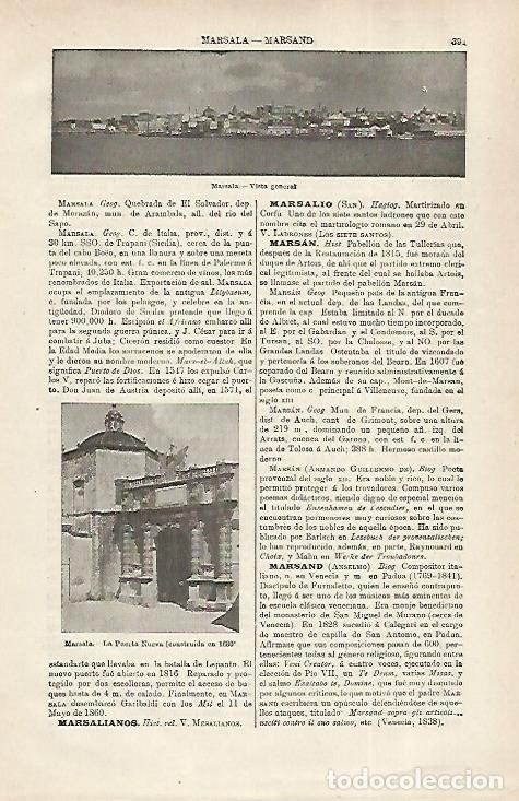 Postcards: LAMINA ESPASA 31707: Vista y Puerta Nueva de Marsala Italia - Varios