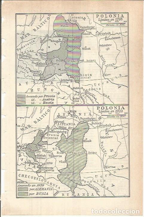 Postkarten: LAMINA ESPASA 37825: Mapa de Polonia en 1795 y 1922 - Varios