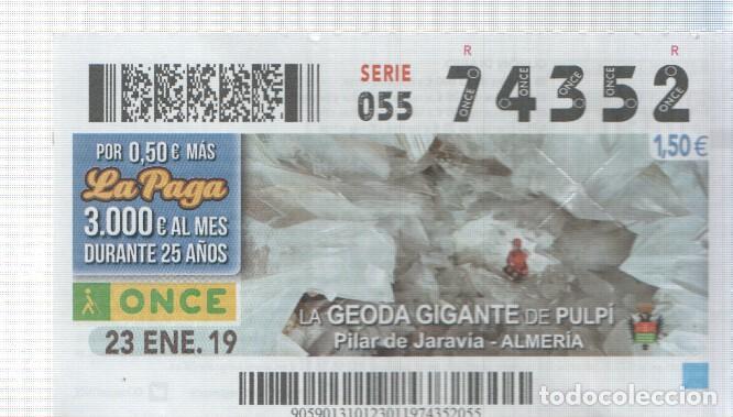 Postales: Cupon de la Once tema: La geoda gigante de Pulpi en Pilar de Jaravia/Almeria