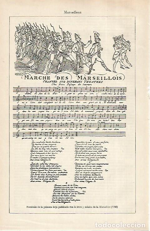 Postkarten: LAMINA ESPASA 31714: Copia de la primera edicion de la Marsellesa de 1792 - Varios