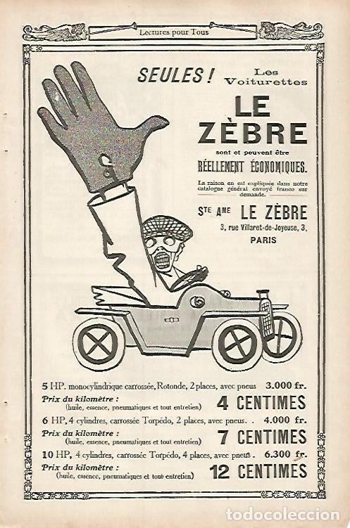 Postcards: LAMINA 12763: Publicidad de Les Voiturettes Le Zebre - Varios
