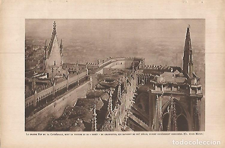 Postcards: LAMINA 12904: Nave central de la Catedral de Reims bombardeada - Varios