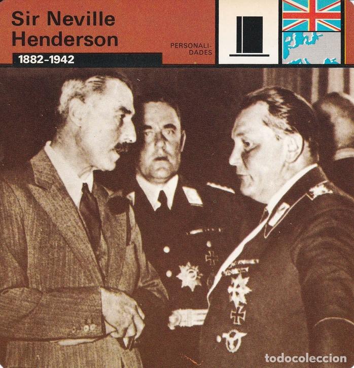 Postcards: FICHA PERSONALIDADES 197: SIR NEVILLE HENDERSON. 1882-1942 - Varios