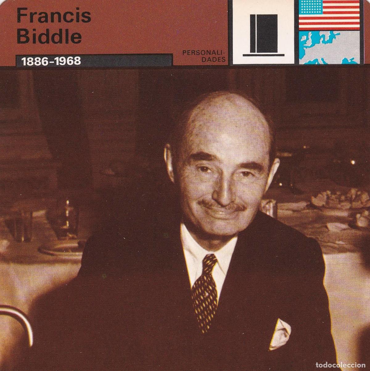 Postcards: FICHA PERSONALIDADES 270: FRANCIAS BIDDLE. 1886-1968 - Varios