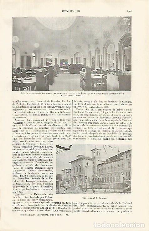 Postais: LAMINA ESPASA 31900: Sala de lectura de la Universidad de Friburgo Suiza - Varios