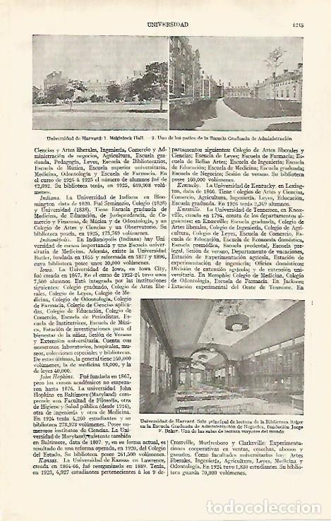 Postais: LAMINA ESPASA 31905: Salas y edificios de la Universidad de Harvard - Varios