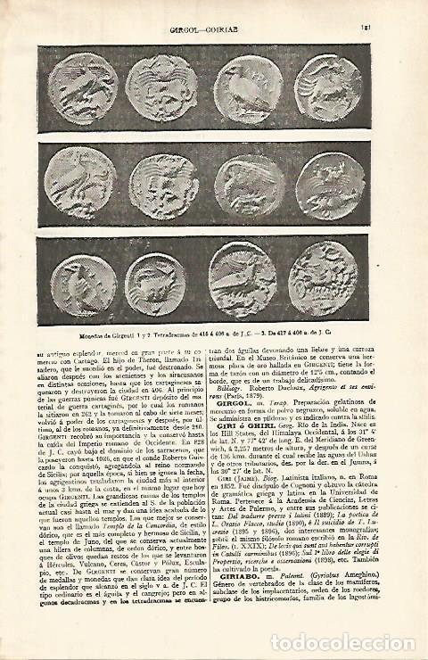 Postais: LAMINA ESPASA 31983: Monedas dee Girgenti Italia - Varios