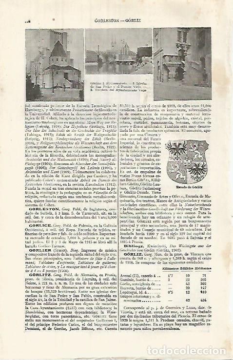 Cartes Postales: LAMINA ESPASA 32045: Crematorio iglesia y Ayuntamiento de Gorlitz Alemania - Varios