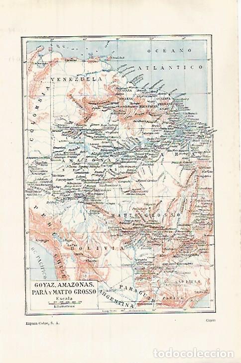 Cartes Postales: LAMINA ESPASA 32073: Mapa de Goyaz Amazonas Para y Matto Grosso - Varios