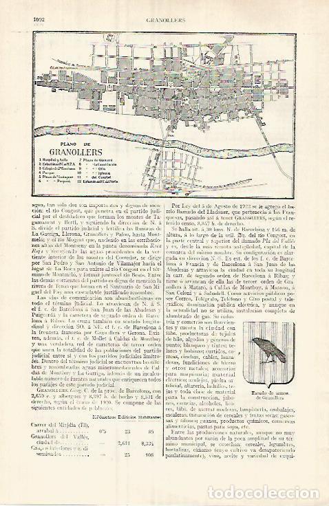 Postais: LAMINA ESPASA 32108: Plano de Granollers Barcelona - Varios