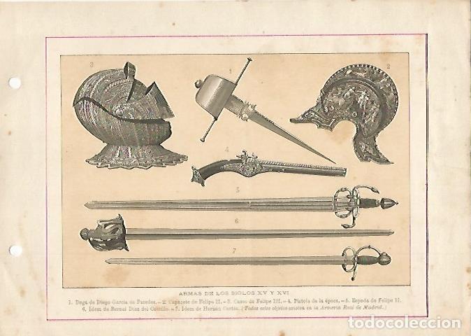 Postais: LAMINA 13149: Armas de los siglos XV y XVI - Varios