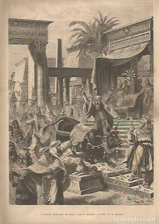 Postais: LAMINA 13303: Cambises matando al buey Apis en Memfis, por H. Merte - Varios