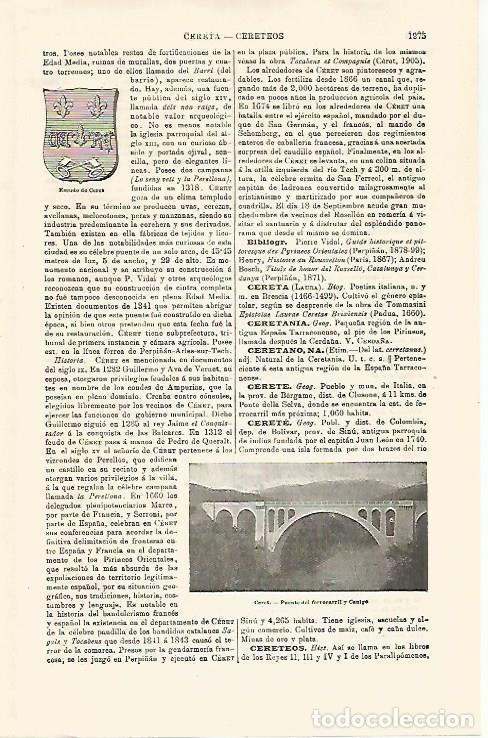 Cartes Postales: LAMINA ESPASA 32521: Escudo y puente de Ceret, Francia - Varios