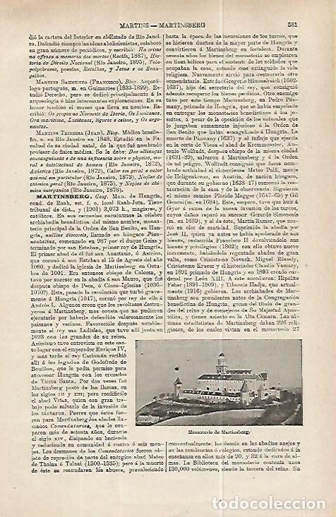 Cartoline: LAMINA ESPASA 32232: Monasterio de Martinsberg, Hungria - Varios