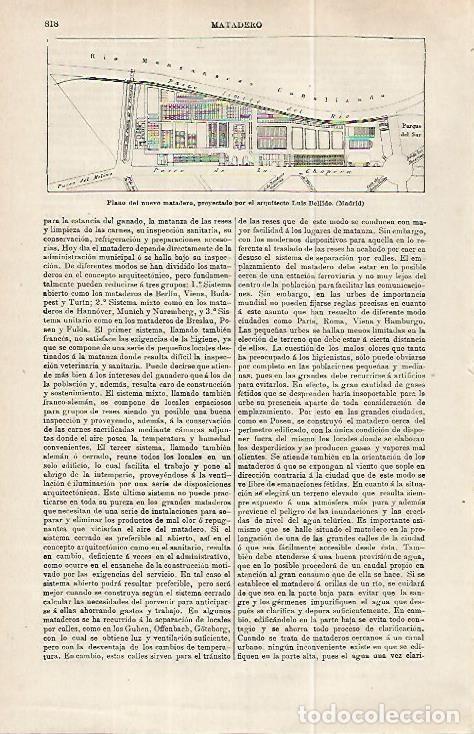 Postales: LAMINA ESPASA 32264: Plano del matadero de Madrid - Varios