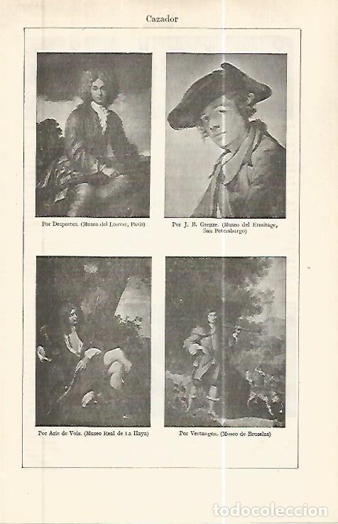 Postales: LAMINA ESPASA 32435: Cazador por Desportes, Greuze, Arie de Vois y Vertangen - Varios