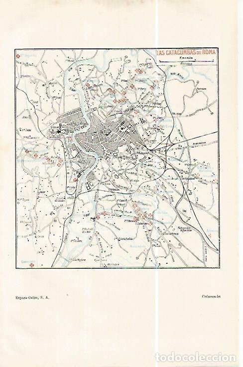 Postales: LAMINA ESPASA 32395: Mapa de las catacumbas de Roma - Varios