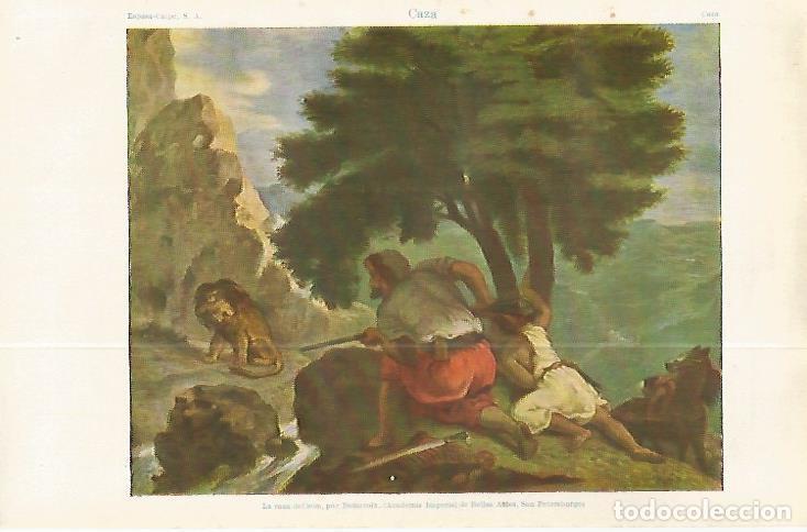 Postkarten: LAMINA ESPASA 32433: La caza del leon, por Delacroix - Varios