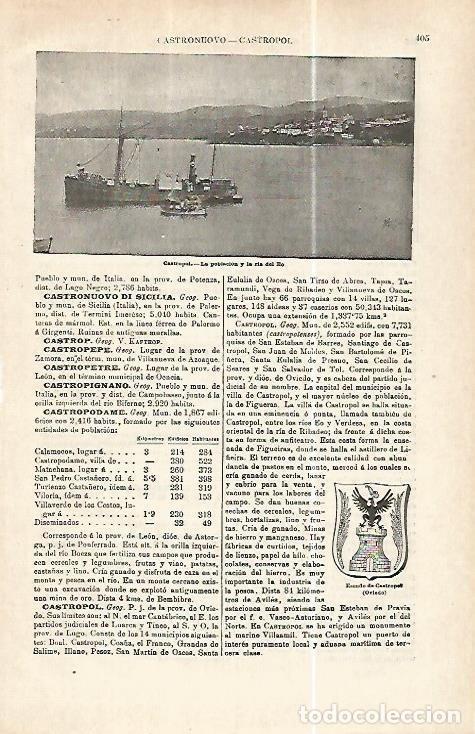 Cartes Postales: LAMINA ESPASA 32388: Vista de Castropol, Oviedo - Varios