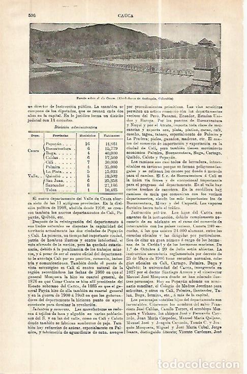 Cartes Postales: LAMINA ESPASA 32426: Puente sobre el rio Cauca - Varios