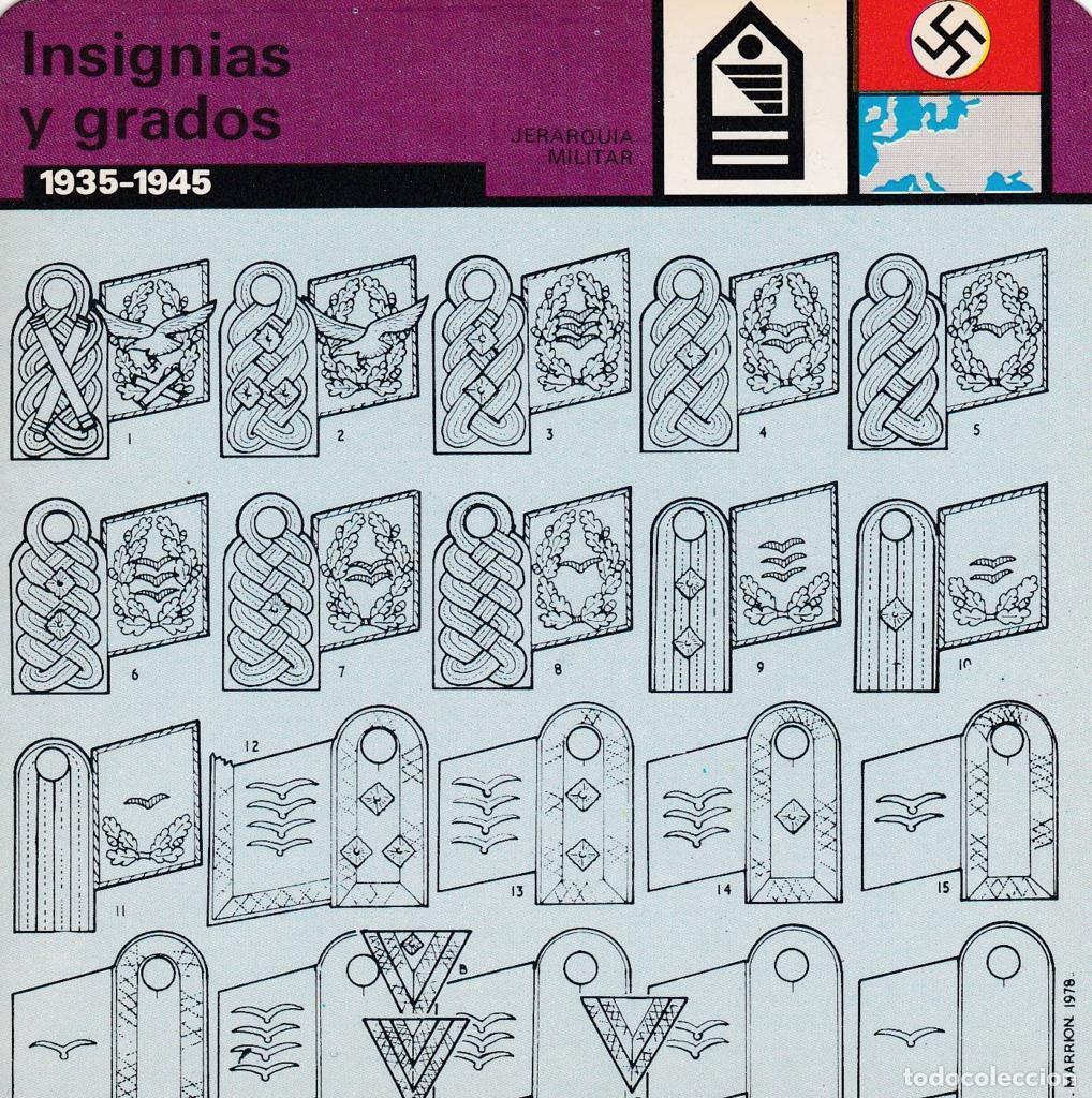 Postcards: FICHA JERARQUIA MILITAR: INSIGNIAS Y GRADOS. 1935-1945 - NULL