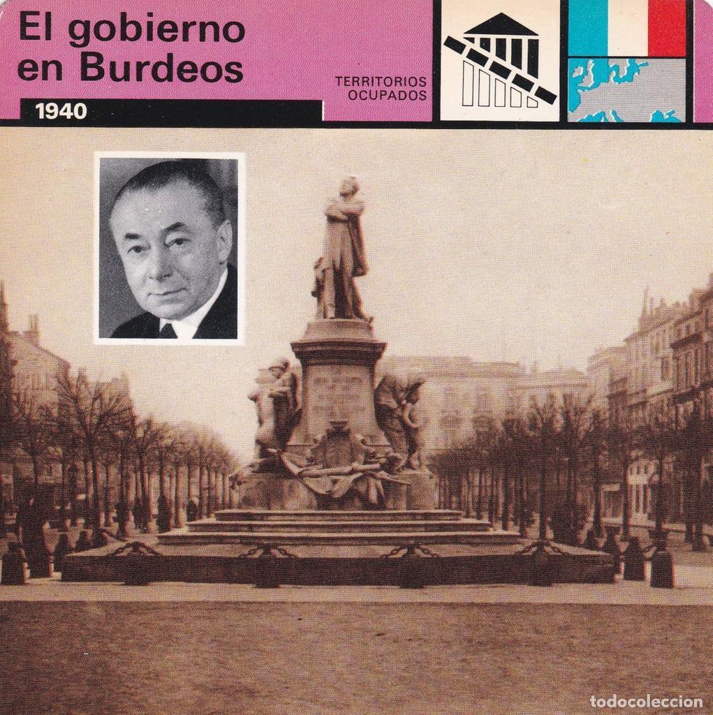 Postales: FICHA TERRITORIOS OCUPADOS: EL GOBIERNO EN BURDEOS. 1940 - NULL - Foto 1