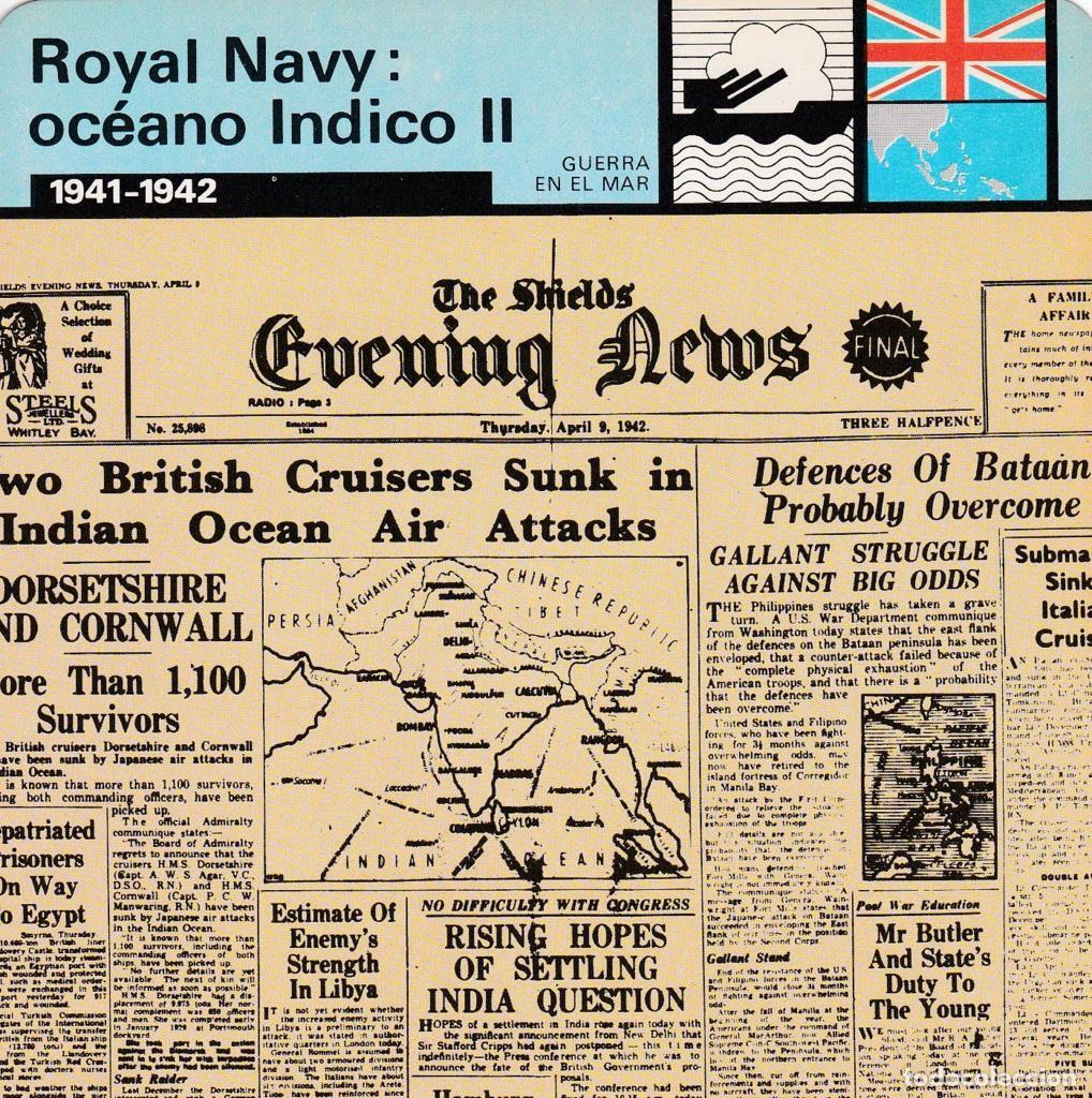 Postkarten: FICHA GUERRA EN EL MAR: ROYAL NAVY: OCEANO INDICO II. 1941-1942 - NULL