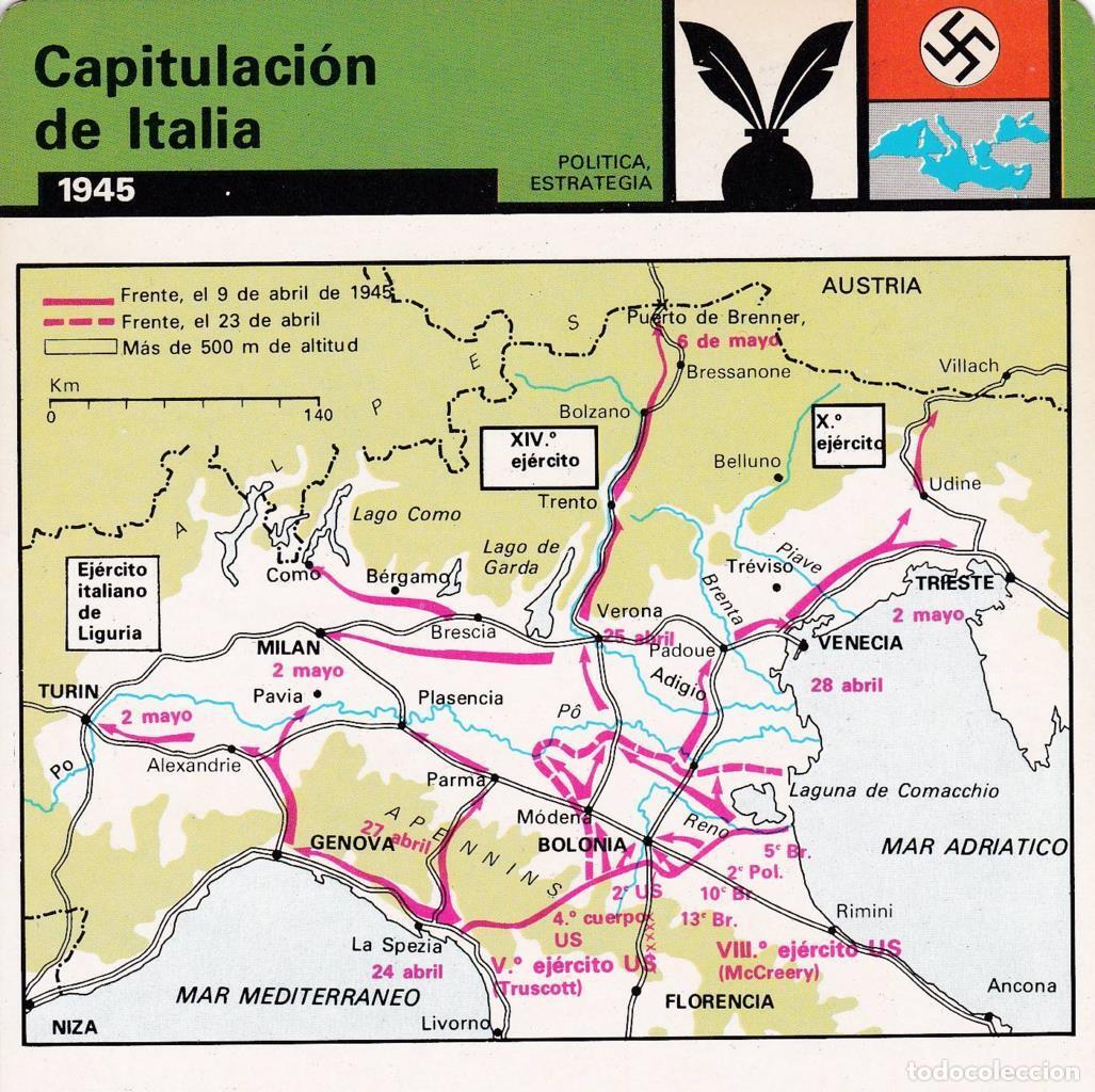 Postcards: FICHA POLITICA, ESTRATEGIA: CAPITULACION DE ITALIA. 1945 - NULL