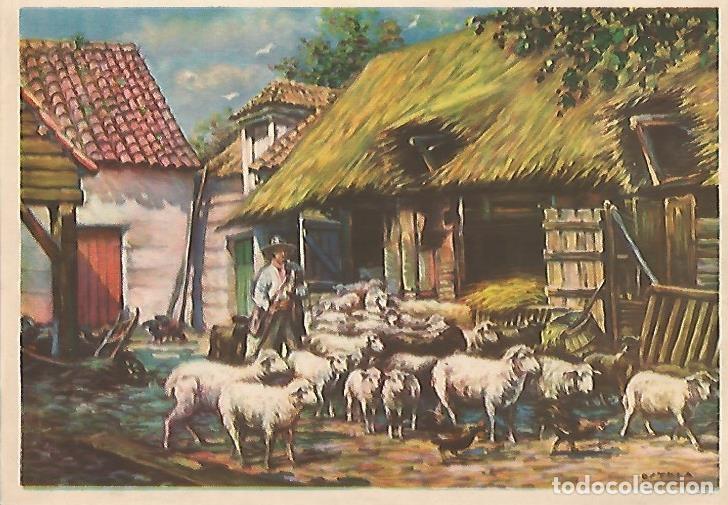 Postcards: LAMINA 13868: Pastor con ovejas, dibujo de Estela. Numero 2057 - NULL
