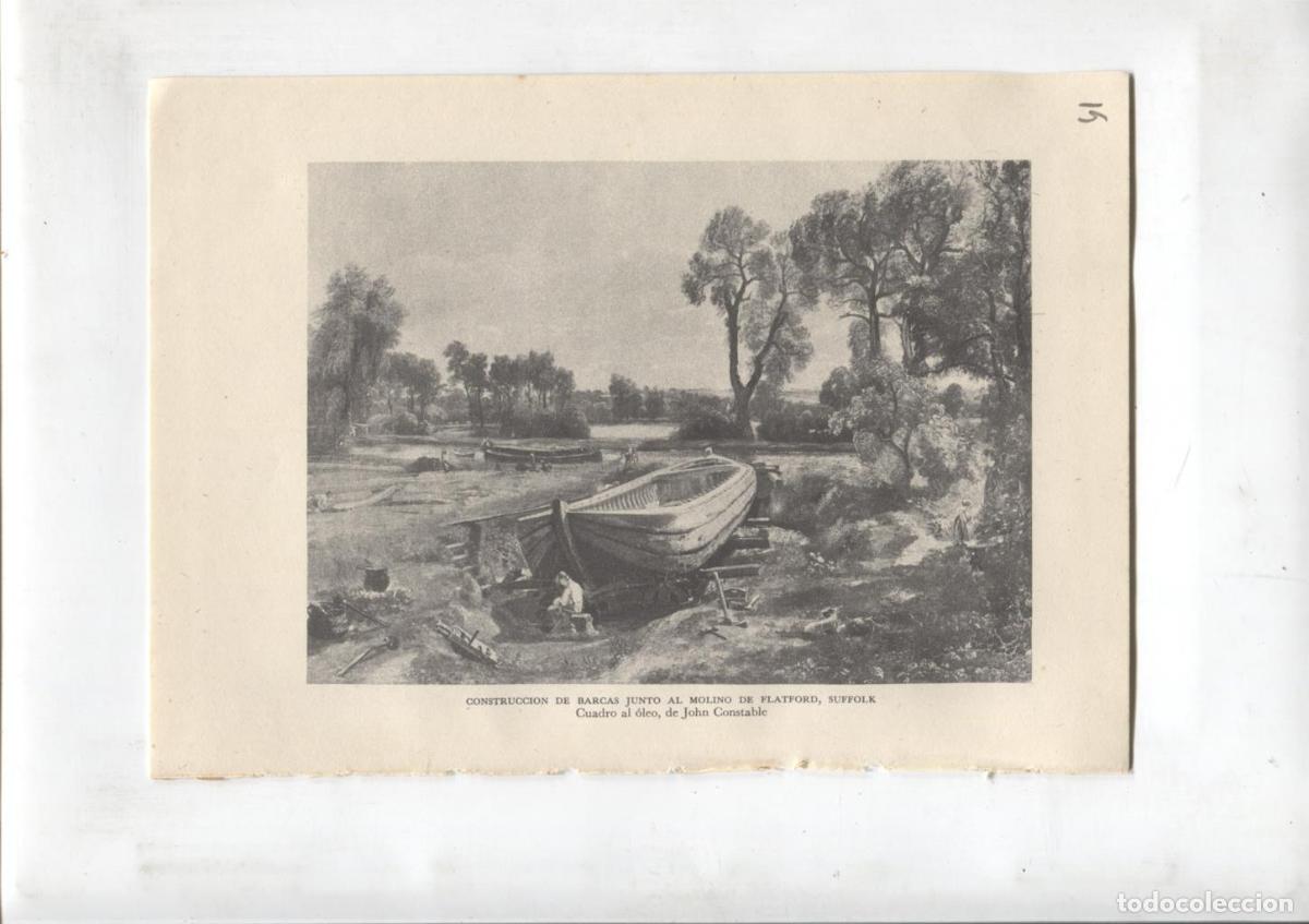 Postcards: Las aldeas inglesas lamina 19: Construccion de barcas junto al molino de Flatford - NULL