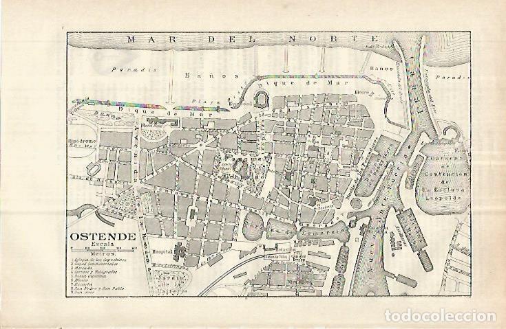 Cartoline: LAMINA ESPASA 32948: Plano de Ostende, Belgica - Varios