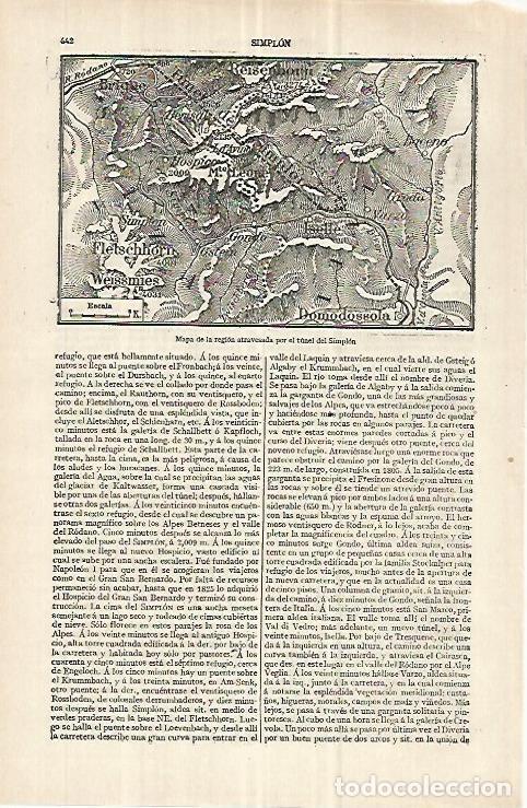 Cartes Postales: LAMINA ESPASA 33046: Mapa del tunel del Simplon - Varios