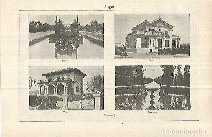 Cartes Postales: LAMINA ESPASA 33093: Jardines y casas de Sitges, Barcelona - Varios