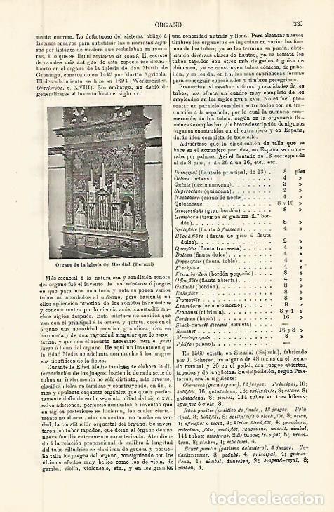 Postkarten: LAMINA ESPASA 32777: Organo de la iglesia del Hospital en Peruzzi - Varios