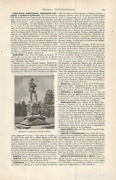 Postais: LAMINA ESPASA 33084: Monumento a G. Sirtori en Milan - Varios