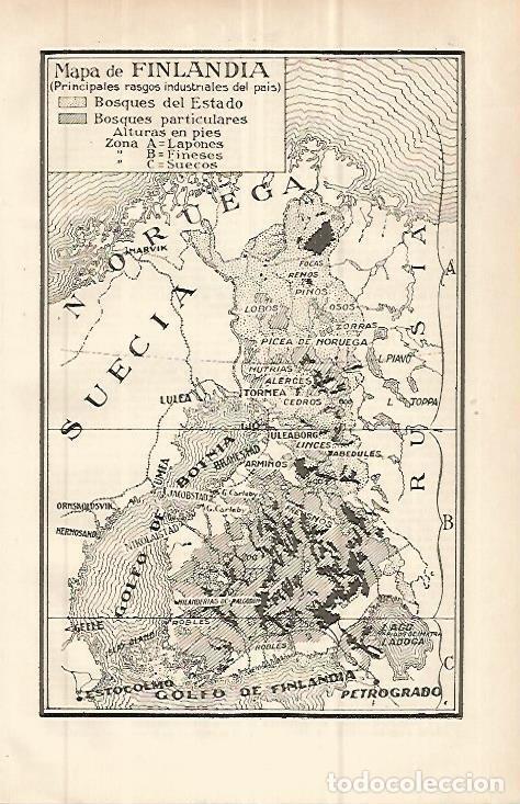 Postais: LAMINA ESPASA 32716: Mapa industrial de Finlandia - Varios