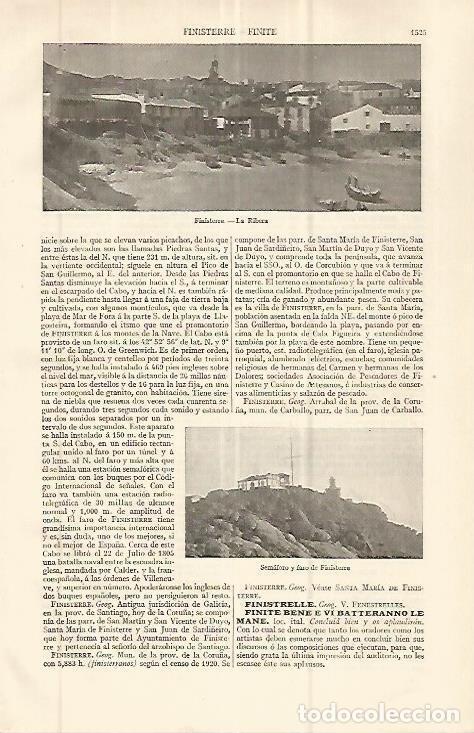 Postales: LAMINA ESPASA 32714: La Ribera y Faro de Finisterre - Varios