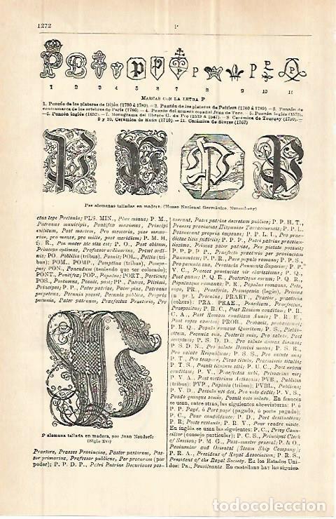 Cartes Postales: LAMINA ESPASA 32797: Marcas de la letra P - Varios