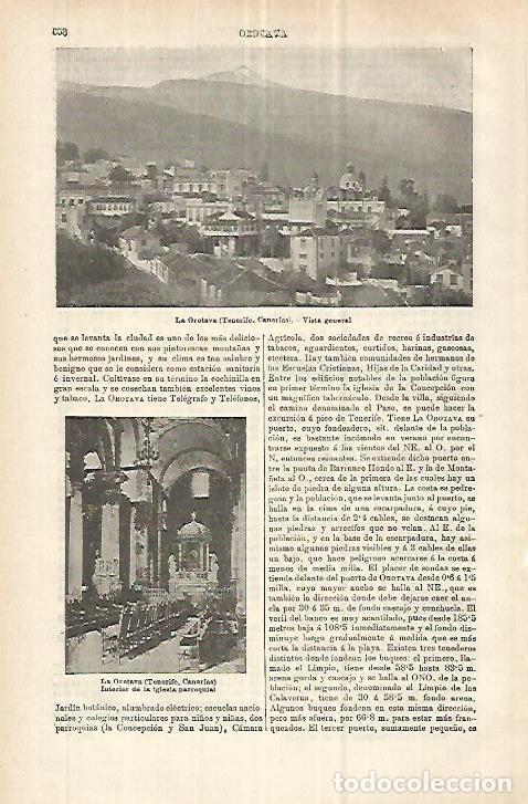Cartes Postales: LAMINA ESPASA 32908: Vista de La Orotava, Tenerife - Varios